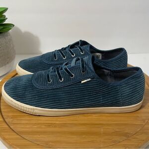 Toms Atlantic Carmel Corduroy Sneaker Blue Low Top Lace Up Tennis‎ Shoe Size 8